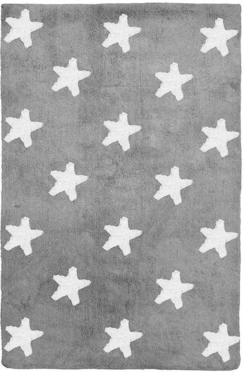 Klonaras Kids Synthetic Rug Stars Stars Round 130cm 9mm Silver