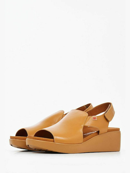 Pepe Menargues Women's Leather Platform Shoes Camel