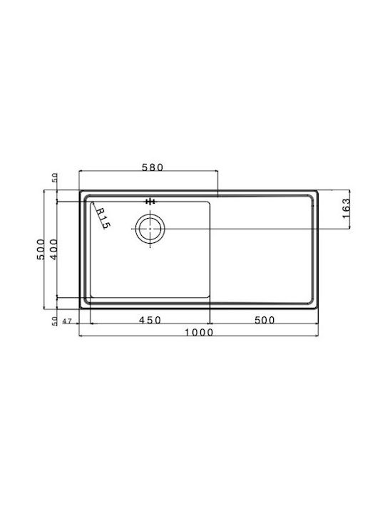 Asil AS 185 Drop-In Spüle Inox Satiniert B100xT51cm Silber