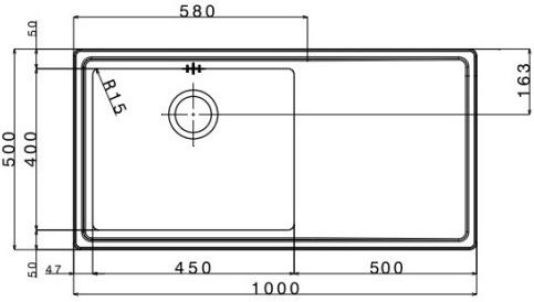 Asil AS 185 Ένθετος Νεροχύτης Inox Σατινέ Μ100xΠ51cm Ασημί