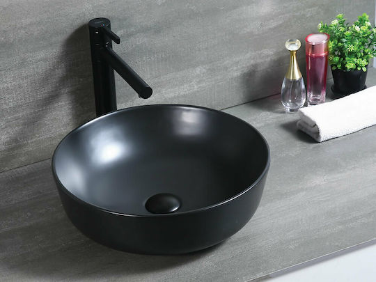 KLP Vera Aufgesetztes Waschbecken Porzellan 42x42x14cm Schwarz KLP Vera Aufgesetztes Waschbecken Porzellan 42x42x14cm Schwarz