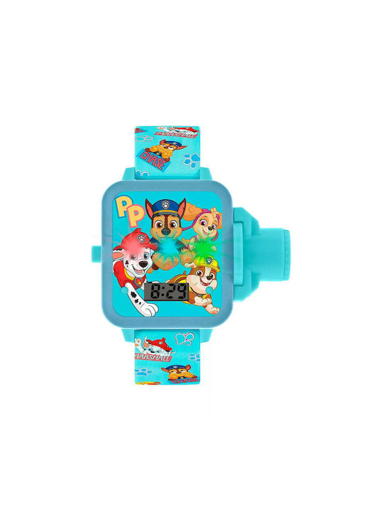 Disney Paw Patrol Ceas Digital pentru Copii cu Brățară de Cauciuc/Plastic Turcoaz