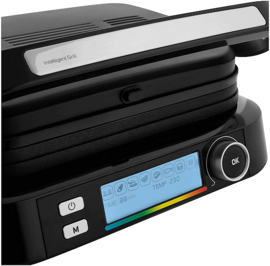 Sencor Tabletop Electric Grill Smooth and Ribbed Plate 2100W with Lid and Adjustable Thermostat 30cmx25cmcm