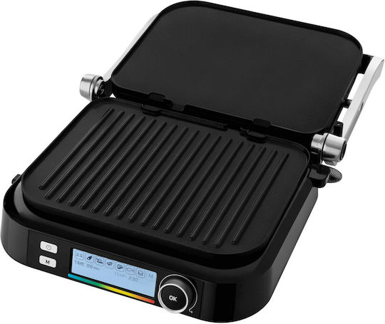 Sencor Tabletop Electric Grill Smooth and Ribbed Plate 2100W with Lid and Adjustable Thermostat 30cmx25cmcm