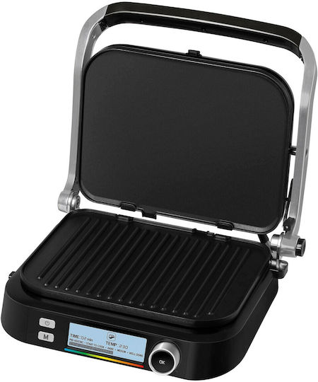 Sencor Tabletop Electric Grill Smooth and Ribbed Plate 2100W with Lid and Adjustable Thermostat 30cmx25cmcm