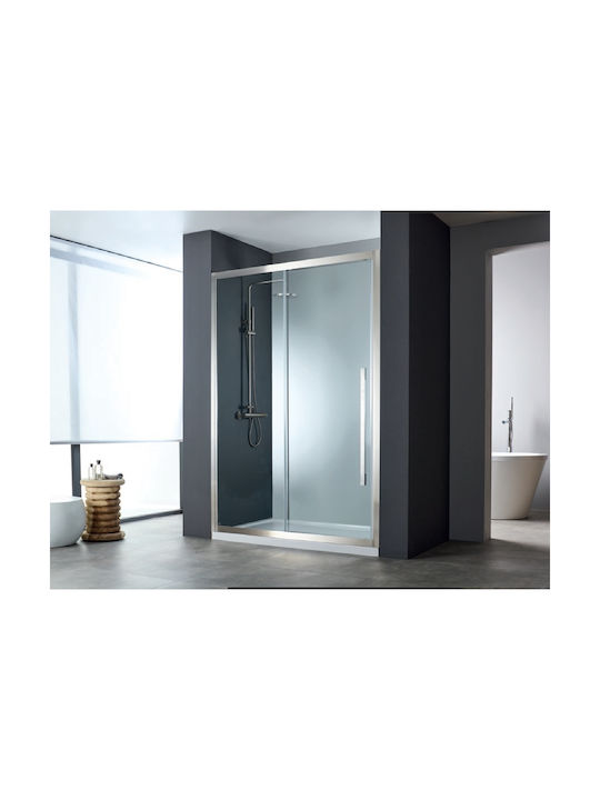 Devon Noxx SLN 160C-111 Shower Screen for Shower with Sliding Door 157-159x200cm Clean Glass Inox Brushed