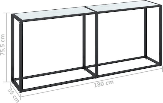 Конзолна маса Метална със Стъклено Покритие Бяло / черно Д180xШ35xВ75.5cm