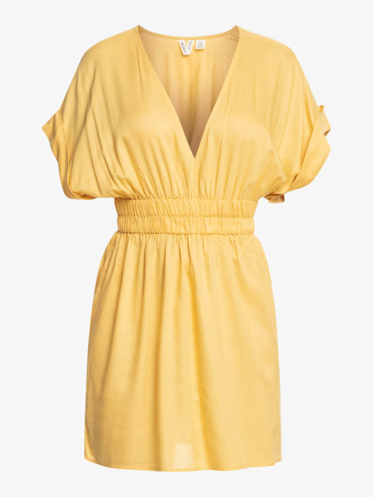 Funny Memories Sommer Mini Kleid Ochre