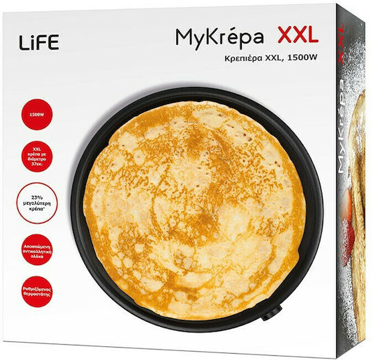 Life Mykrepa Κρεπιέρα 37cm Μαύρη 1500W