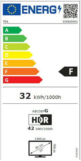 TCL Smart Τηλεόραση 32" HD Ready LED 32S6200 (2021)