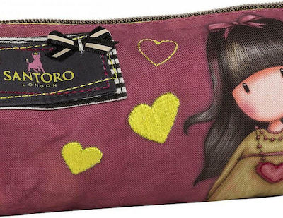 Santoro Gorjuss Heartfelt Pencil Case Barrel with 1 Compartment Burgundy