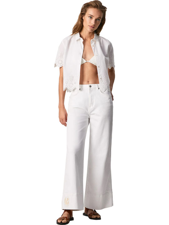 Laura Women's Monochrome Short Sleeve Shirt White