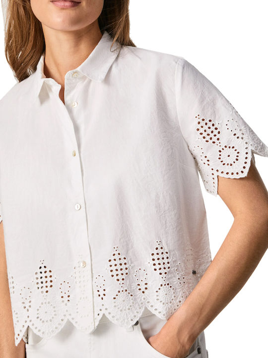 Laura Women's Monochrome Short Sleeve Shirt White