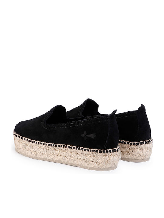 Hamptons Suede Γυναικείες Εσπαντρίγιες σε Μαύρο Χρώμα