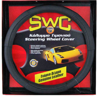 Car Steering Wheel Cover Comfort with Diameter 38cm Leather Black