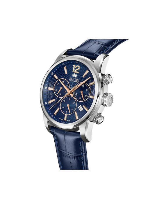 Jaguar Watch Chronograph Battery with Blue Leather Strap