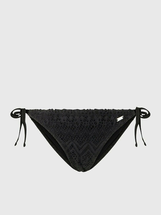 Wendy Bikini Slip με Κορδονάκια Μαύρο