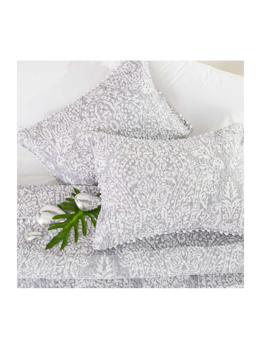 Borea Maya Set Coverlet Queen Size Microfiber GRI 220x240cm 3pcs