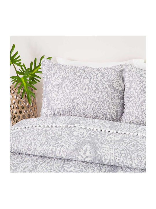 Borea Maya Set Coverlet Queen Size Microfiber GRI 220x240cm 3pcs