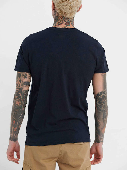 Funky Buddha Herren T-Shirt Kurzarm Marineblau