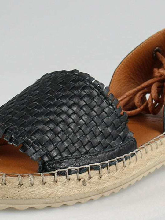 Leather Women's Flat Sandals Anatomic in Black Color