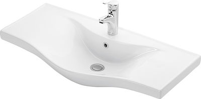 Martin Siena 90 Bench with Washbasin & Mirror Melamine L87xW34xH83cm White