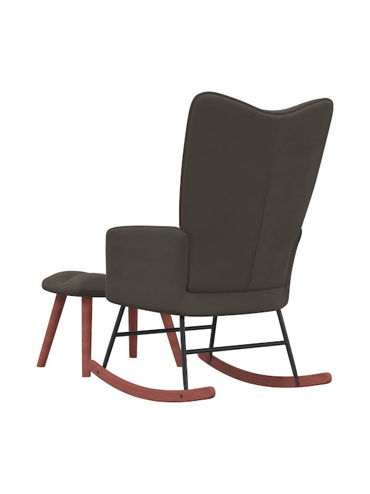 Schaukelstuhl mit Fußhocker Samt Dark Grey 61x78x98cm