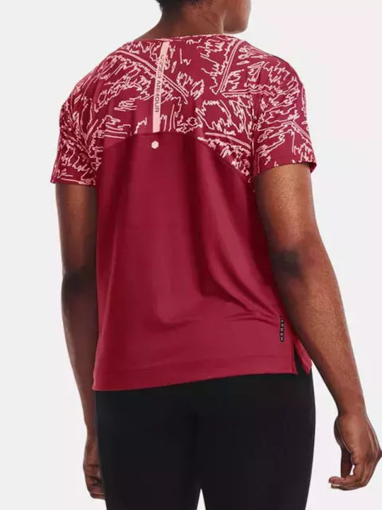 Under Armour Rush Energy Novelty Femeie Sport Tricou Uscare rapidă Monocrom Burgundy