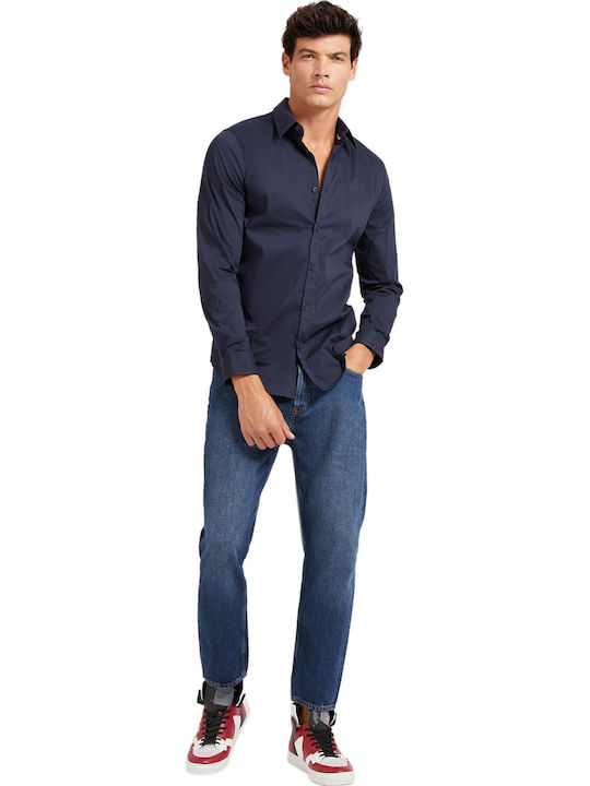 Sunset Long Sleeve Shirt In Narrow Fit Dark Blue