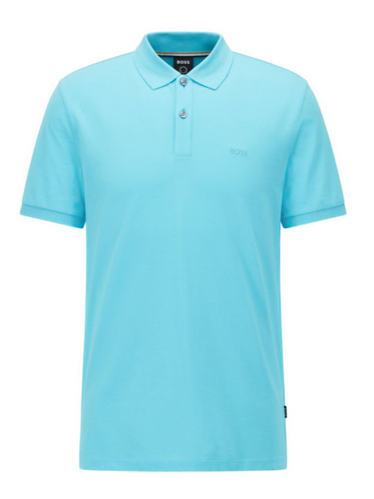 Boss Pallas Polo Herrenbluse Kurzarm Hellblaue