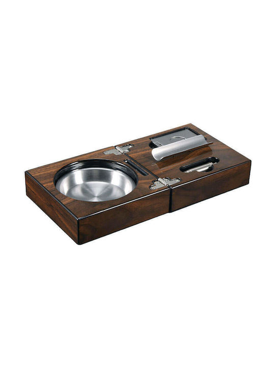 Giftland Luxury Aschenbecher Zigarre Hölzernes Braun Tragbare Faltbare 12cm 1Stück