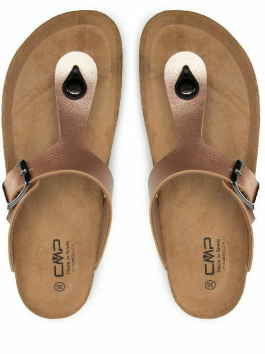 Mymosa Cipria Flache Sandalen für Damen Rosa Gold