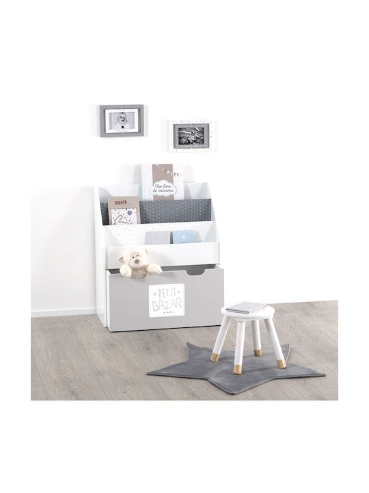 Kids Wooden Bookcase White 62.7x30x70cm