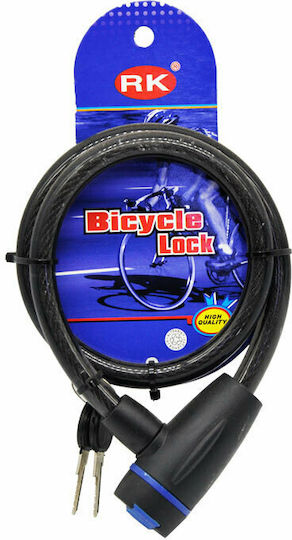Golden Key Bicycle Cable Lock with Key Black
