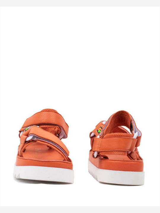 Maven Δερμάτινα Γυναικεία Σανδάλια Sporty Flatforms Πορτοκαλί