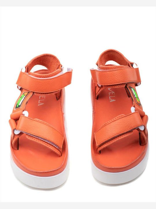 Maven Δερμάτινα Γυναικεία Σανδάλια Sporty Flatforms Πορτοκαλί