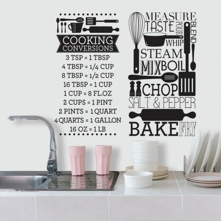 Dekorativer Aufkleber Wand Cooking Conversions 2Stück RoomMates Decor