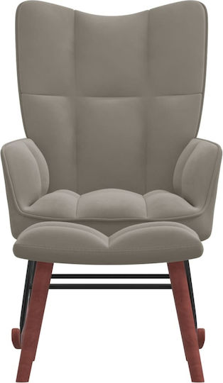 Schaukelstuhl mit Fußhocker Samt Light Grey 61x78x98cm