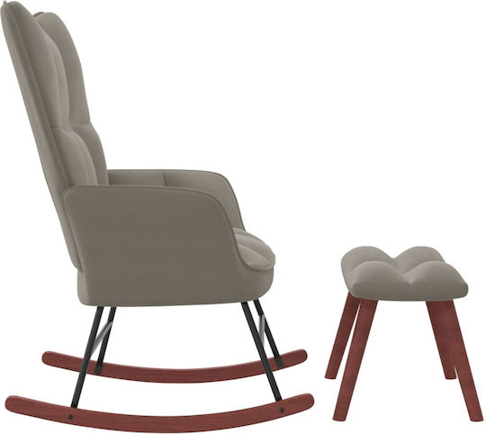 Schaukelstuhl mit Fußhocker Samt Light Grey 61x78x98cm