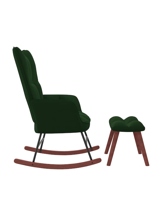 Rocking Armchair with Footstool Dark Green 61x78x98cm