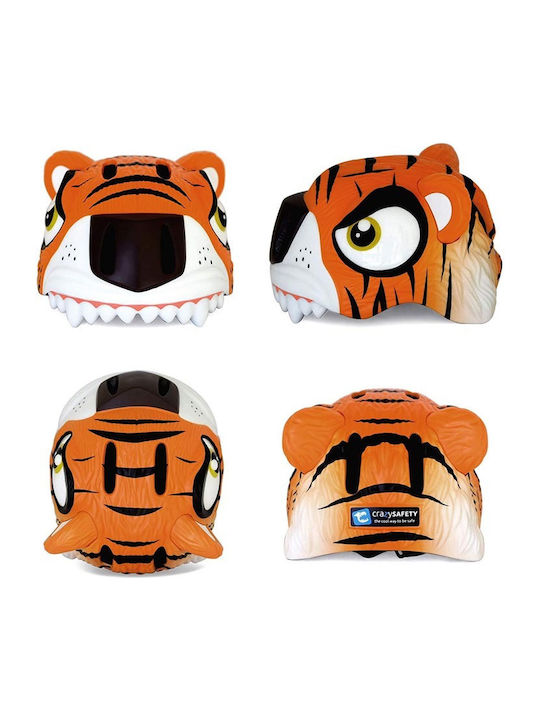 Crazy Safety Tiger Kids' Helmet for City Bike Orange with LED Light