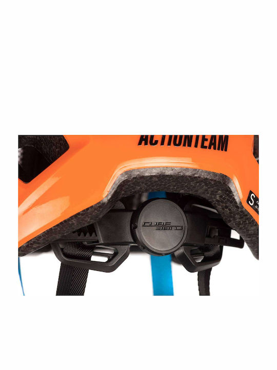 CUBE Linok Enduro X Actionteam Art Kids' Helmet for Mountain Bike Orange with MIPS Protection & LED Light