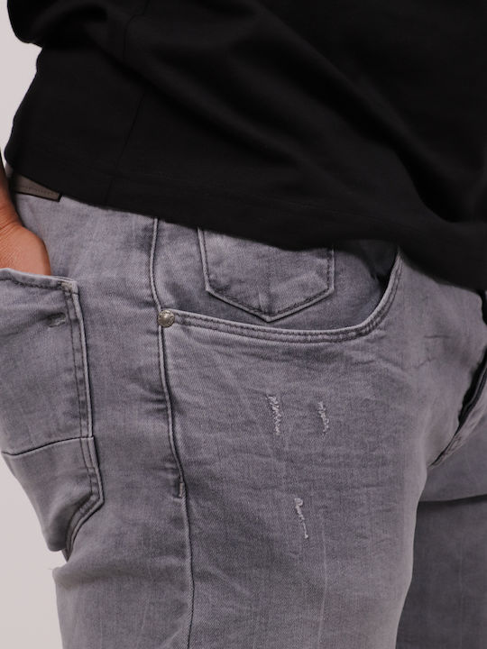 Ανδρικό Παντελόνι Τζιν Ελαστικό με Slim Εφαρμογή Γκρι