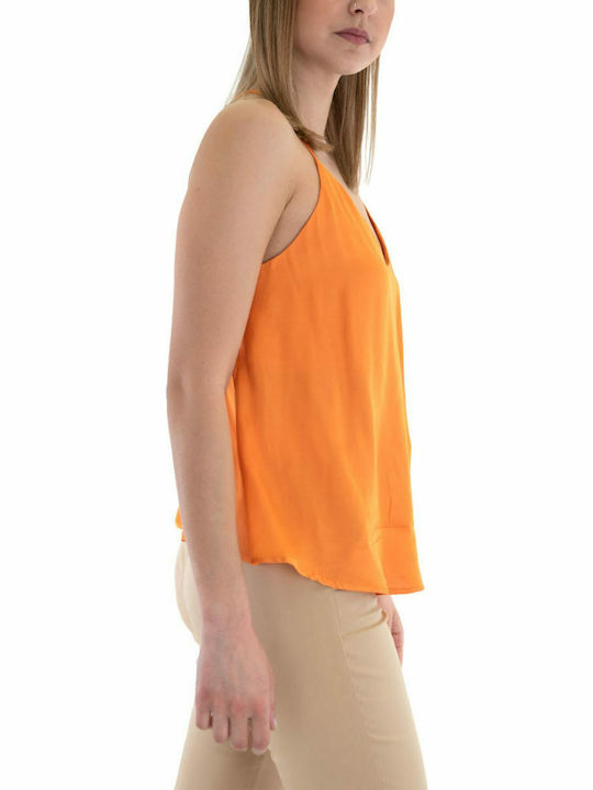 Women's Summer Blouse with Straps & V Neckline Orange