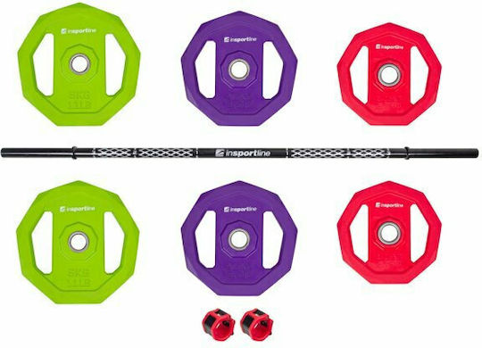 inSPORTline Pumpino Body-Pump Μπάρα Φ30mm Σετ με Βάρη 19kg Μήκους 140cm με Κολάρα Ασφαλείας