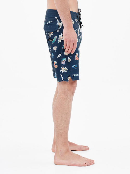 Men's Swimwear Bermuda Navy Blue with Patterns