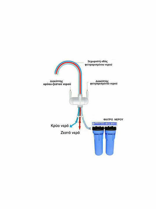 GM Rubinetterie Hydroblu IT 1 Ψηλή Μπαταρία Κουζίνας Πάγκου Ασημί