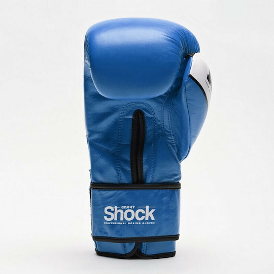 Leone Shock Boxing Gloves Leather for Match Blue