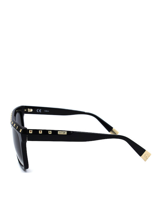Furla Women's Sunglasses with Black Plastic Frame and Black Gradient Lens SFU535 0700