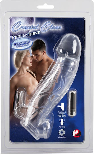 You2Toys Chrystal Skin Penis Sleeve Προέκταση Πέους με Δόνηση Διάφανη 23cm